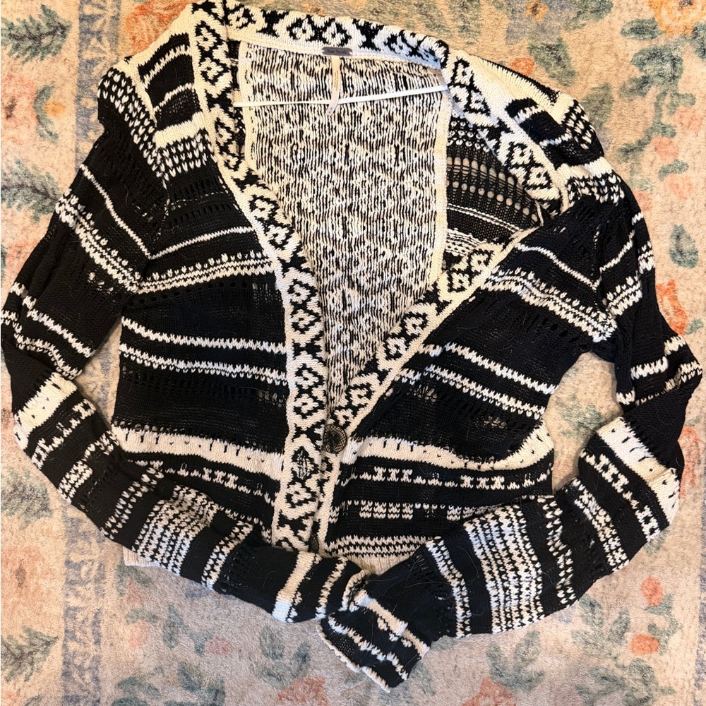 Free People Monochrome Knit Cardigan